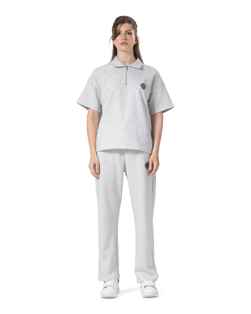 Zip-Up Collar Oversized Fit Quarter Zipper Suit