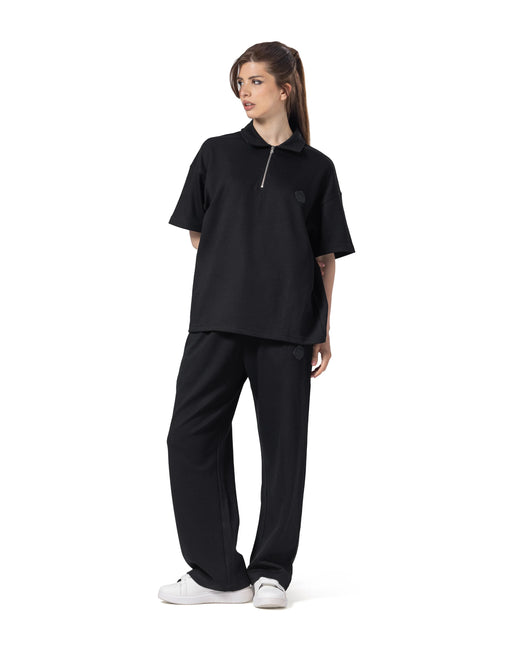 Zip-Up Collar Oversized Fit Quarter Zipper Suit
