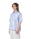 Abstract Striped Oversized Short Sleeve Shirt