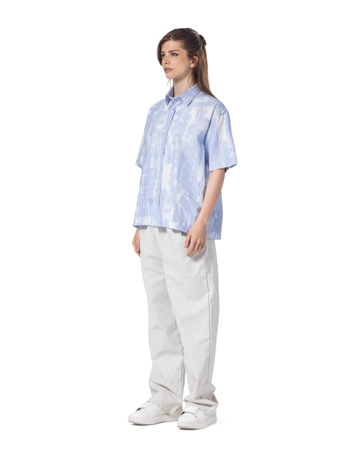 Abstract Striped Oversized Short Sleeve Shirt