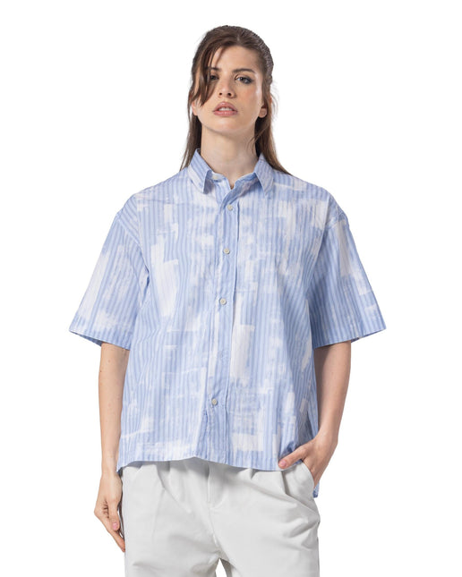 Abstract Striped Oversized Short Sleeve Shirt