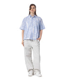 Abstract Striped Oversized Short Sleeve Shirt