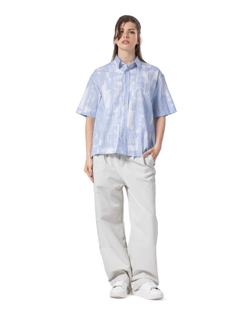 Abstract Striped Oversized Short Sleeve Shirt