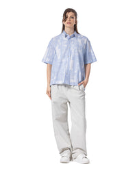 Abstract Striped Oversized Short Sleeve Shirt