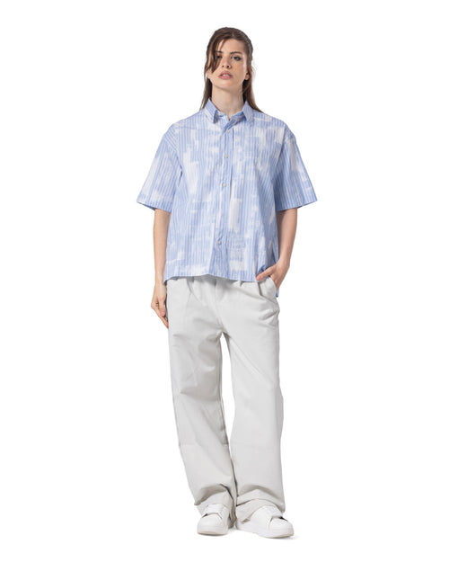 Abstract Striped Oversized Short Sleeve Shirt