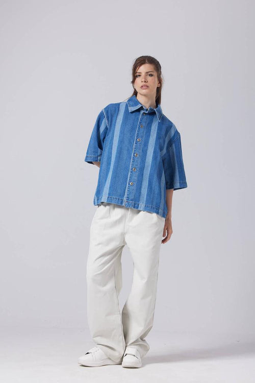 Button-Up Collar Oversized Fit Shirt