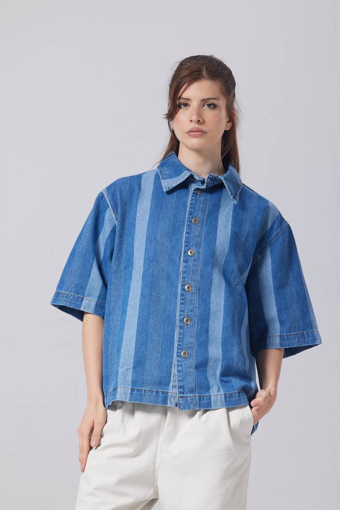 Button-Up Collar Oversized Fit Shirt