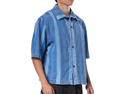 Collar Oversized Fit Denim Shirt
