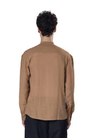 Textured Mandarin Collar Linen Blend Shirt