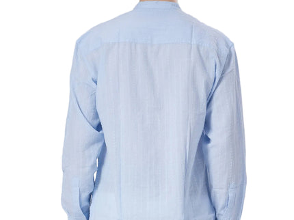Textured Mandarin Collar Linen Blend Shirt