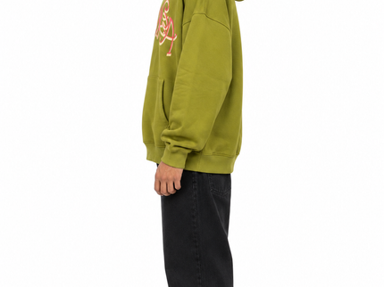 Olive Green Washed Graffiti Graphic Hoodie