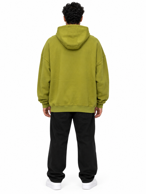 Olive Green Washed Graffiti Graphic Hoodie
