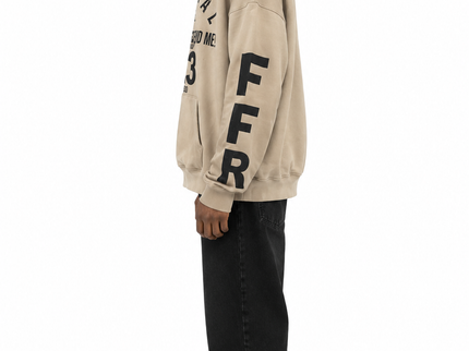 Beige Eternal Revival Graphic Oversized Hoodie