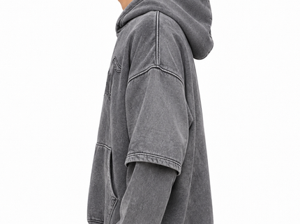 CATCH Washed Gothic Graphic Hoodie – Charcoal Grey