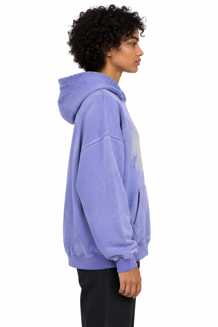 Washed Lilac Oversized Graphic Hoodie