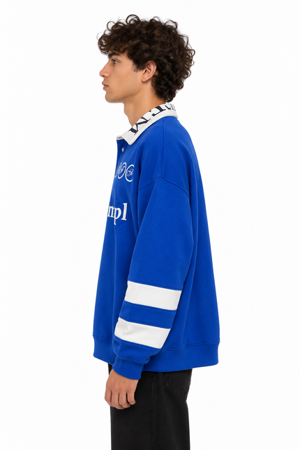 CATCH Blue Graphic Rugby Sweatshirt – Royal Blue & White