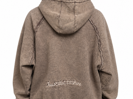 CATCH Vintage Washed Utility Hoodie – Taupe Brown