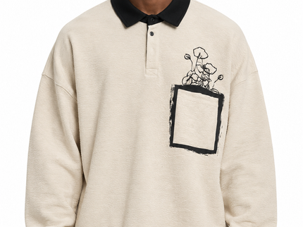 Textured Oversized Polo Sweatshirt