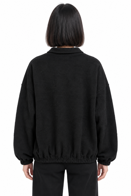 Black Textured Zip-Up Jacket