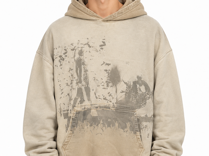 CATCH Vintage Graphic Hoodie – Washed Beige