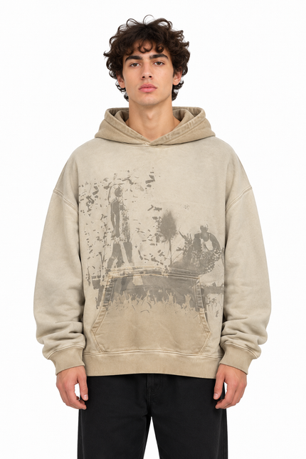 CATCH Vintage Graphic Hoodie – Washed Beige