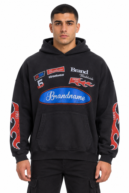 Vintage Black Graphic Oversized Hoodie