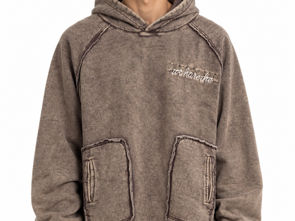 CATCH Vintage Washed Utility Hoodie – Taupe Brown