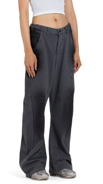 Distressed Wide Leg Denim Pants