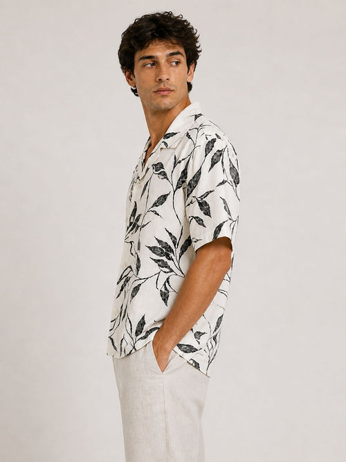 Black Leaf Print Shirt – Box Fit