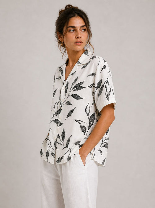 Black Leaf Print Shirt – Box Fit