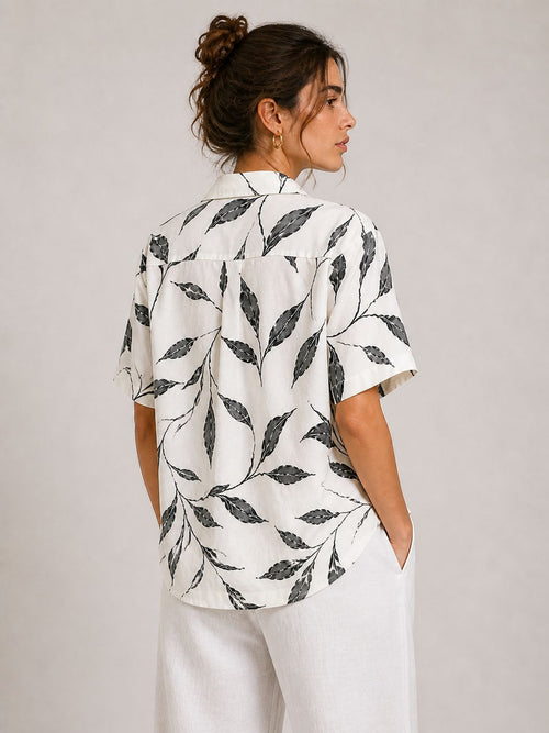 Black Leaf Print Shirt – Box Fit