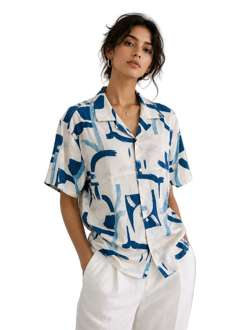 Blue Brushstroke Resort Shirt – Box Fit