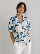 Blue Brushstroke Resort Shirt – Box Fit