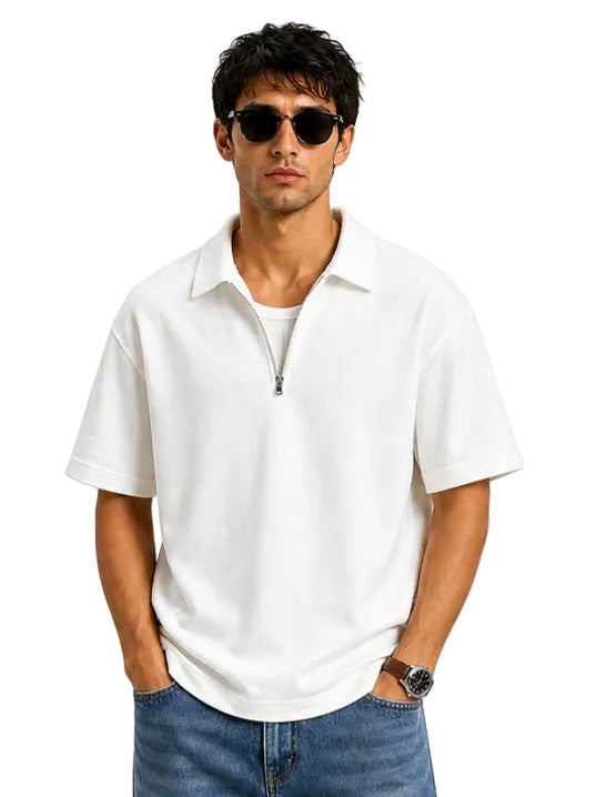 Zip Collar T-Shirt – Box Fit