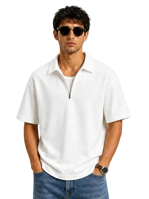 Zip Collar T-Shirt – Box Fit