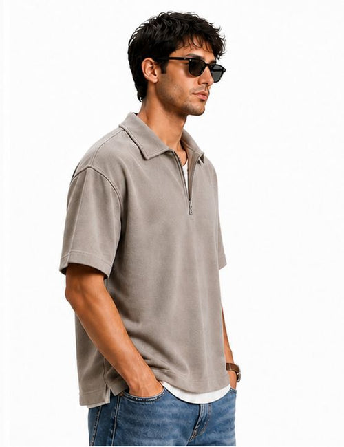 Zip Collar T-Shirt – Box Fit
