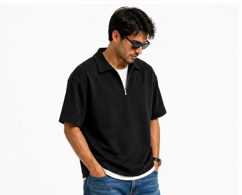 Zip Collar T-Shirt – Box Fit