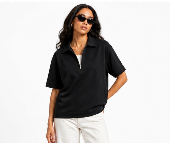 Zip Collar T-Shirt – Box Fit
