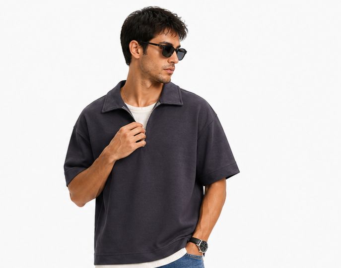 Zip Collar T-Shirt – Box Fit