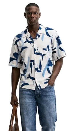 Blue Brushstroke Resort Shirt – Box Fit