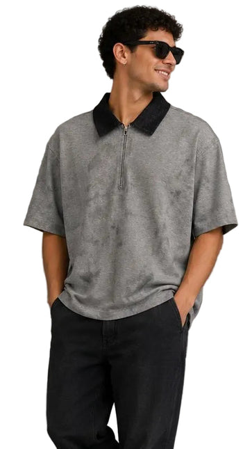 Minimal Zip Polo Box Fix  T-Shirt
