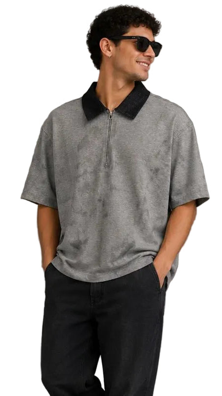 Minimal Zip Polo Box Fix  T-Shirt