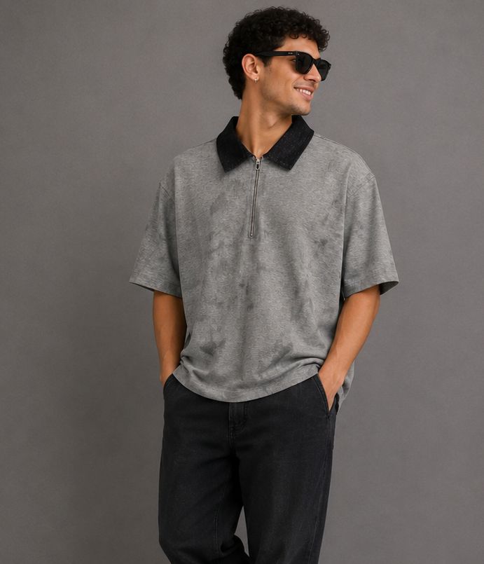 Minimal Zip Polo T-Shirt