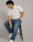 Tropical Leaf textured Oversized Polo T-Shirt