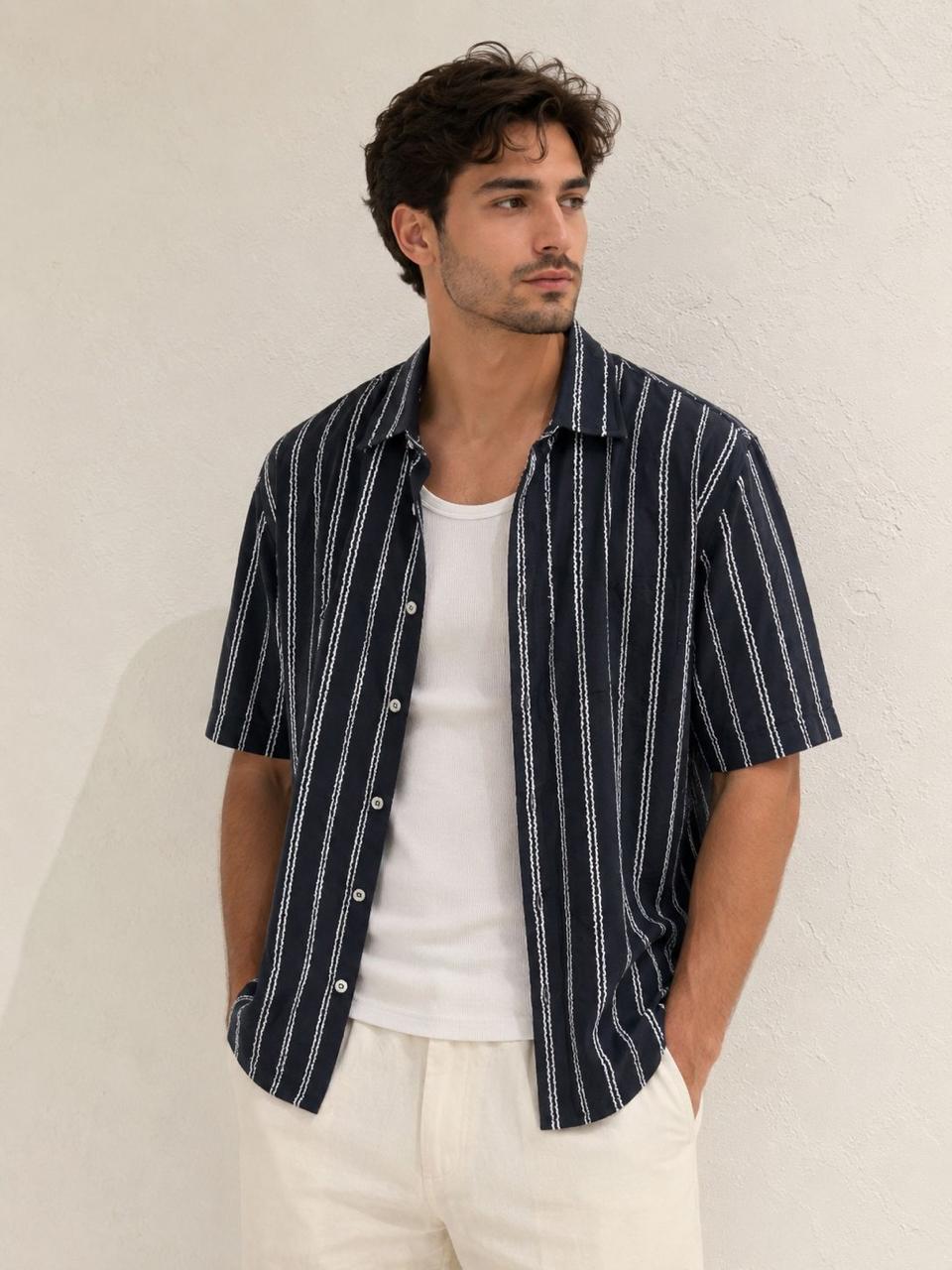 Vertical Stripe Relaxed Fit Shirt