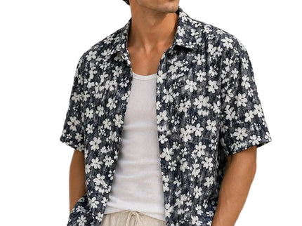 Floral Print Relaxed Resort Shirt – Black