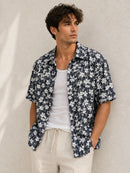 Floral Print Relaxed Resort Shirt – Black