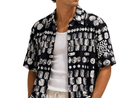 Abstract Pattern Relaxed Resort Shirt – Black