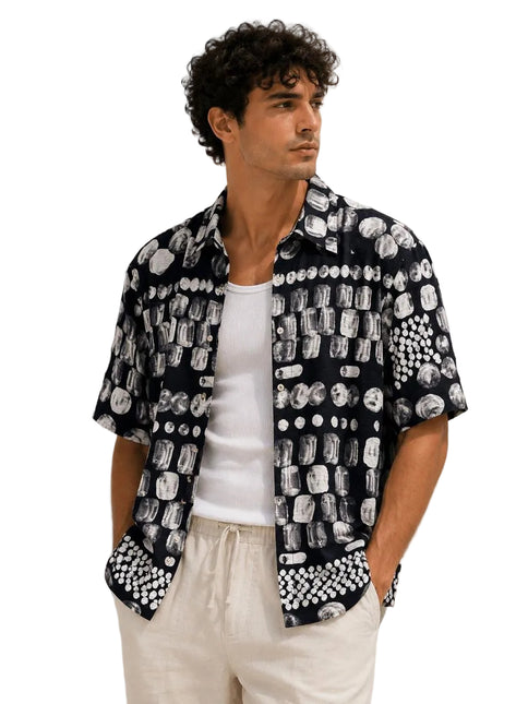Abstract Pattern Relaxed Resort Shirt – Black
