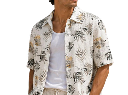 Tropical Sketch Print Relaxed Resort Shirt